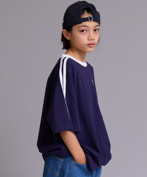 PAIRMANON STREET（ペアマノンストリート）の「【90-160cm】【綿100%】袖ライン 刺繍 半袖Tシャツ【PAIRMANON STREET】（Tシャツ/カットソー・キッズ・ベージュ/オフホワイト/ブラック/ピンク/ネイビー/パープル/ライトブルー/ライトグリーン・100/150/110/160/120/90/130/140）」の17枚目の写真