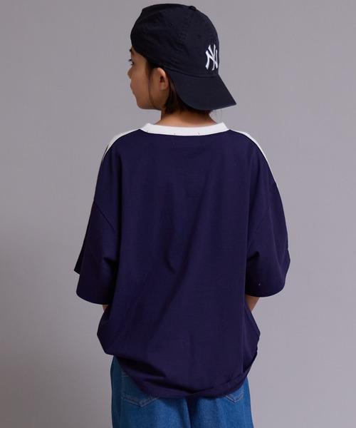 PAIRMANON STREET（ペアマノンストリート）の「【90-160cm】【綿100%】袖ライン 刺繍 半袖Tシャツ【PAIRMANON STREET】（Tシャツ/カットソー・キッズ・ベージュ/オフホワイト/ブラック/ピンク/ネイビー/パープル/ライトブルー/ライトグリーン・100/150/110/160/120/90/130/140）」の16枚目の写真