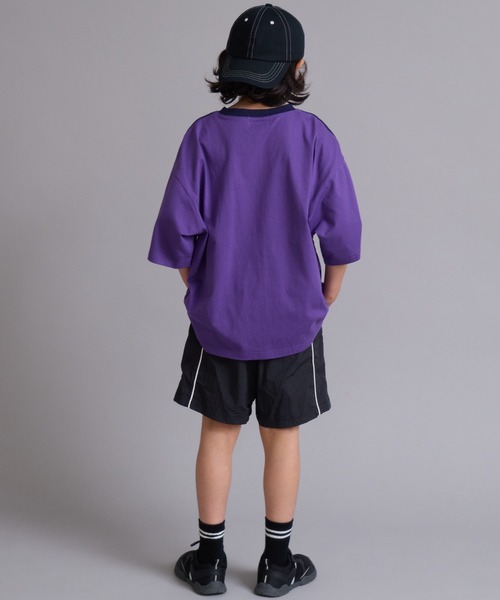 PAIRMANON STREET（ペアマノンストリート）の「【90-160cm】【綿100%】袖ライン 刺繍 半袖Tシャツ【PAIRMANON STREET】（Tシャツ/カットソー・キッズ・ベージュ/オフホワイト/ブラック/ピンク/ネイビー/パープル/ライトブルー/ライトグリーン・100/150/110/160/120/90/130/140）」の9枚目の写真