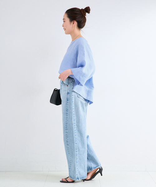 B.C STOCK(ベーセーストック)の「《追加2》手洗い可 / フレンチリネンワイドスキッパーブラウス(シャツ/ブラウス・レディース・ブラック/ホワイト/オレンジ/ライトブルー・FREE)」の11枚目の写真