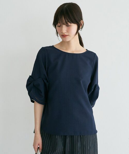 YECCA VECCA(イェッカヴェッカ)の「ハシゴレースタックスリーブブラウス(シャツ/ブラウス・レディース・グリーン/オフホワイト/ネイビー/オレンジ・FREE)」の3枚目の写真
