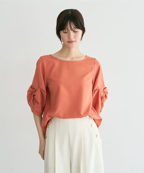 YECCA VECCA(イェッカヴェッカ)の「ハシゴレースタックスリーブブラウス(シャツ/ブラウス・レディース・グリーン/オフホワイト/ネイビー/オレンジ・FREE)」の5枚目の写真