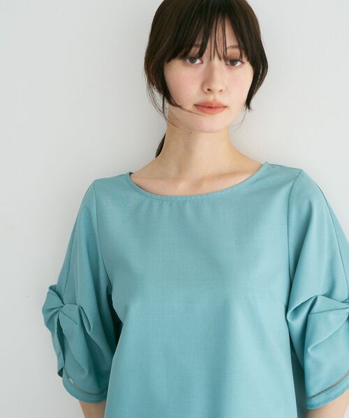 YECCA VECCA(イェッカヴェッカ)の「ハシゴレースタックスリーブブラウス(シャツ/ブラウス・レディース・グリーン/オフホワイト/ネイビー/オレンジ・FREE)」の9枚目の写真