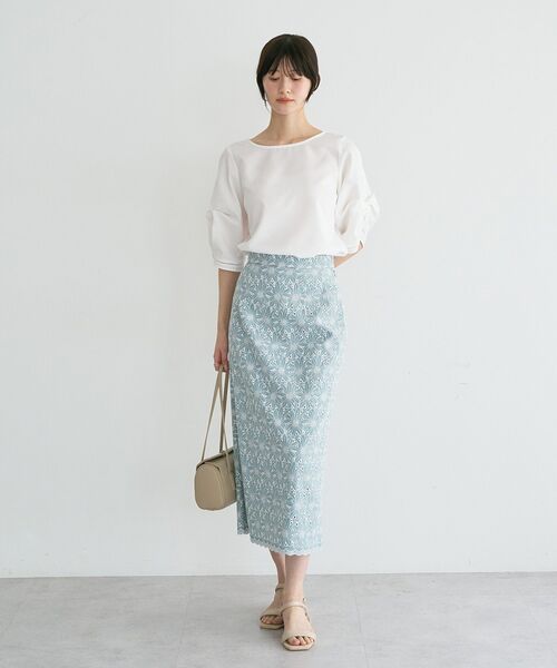 YECCA VECCA(イェッカヴェッカ)の「ハシゴレースタックスリーブブラウス(シャツ/ブラウス・レディース・グリーン/オフホワイト/ネイビー/オレンジ・FREE)」の22枚目の写真