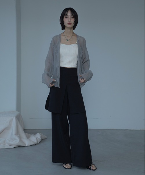 VACANCY（ヴァカンシー）の「ワッシャー加工クルーシアーカーディガン（シャツ/ブラウス・レディース・チャコールグレー/ホワイト/グリーン・FREE）」の21枚目の写真