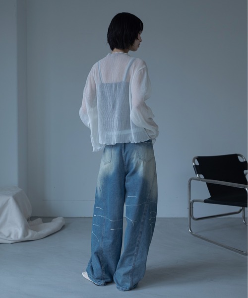 VACANCY（ヴァカンシー）の「ワッシャー加工クルーシアーカーディガン（シャツ/ブラウス・レディース・チャコールグレー/ホワイト/グリーン・FREE）」の16枚目の写真