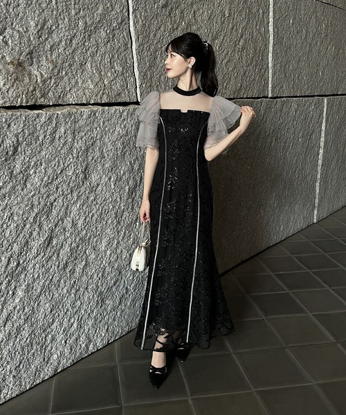 Leja（レジャ）の「【LEJA】スパンコールシシュウチュールフリル