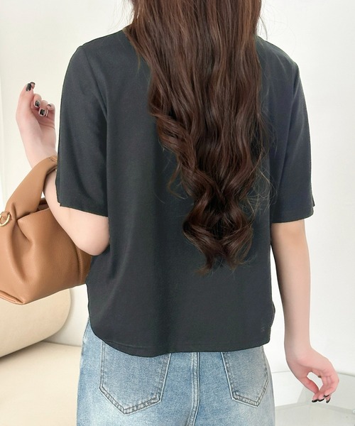 DAY CLOSET（デイ クローゼット）の「【撥水】半袖スクエアネックカットソー レディース（Tシャツ/カットソー・レディース・ブラック/ホワイト/チャコールグレー・M/L）」の20枚目の写真
