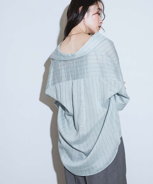 LAKOLE（ラコレ）の「＜多機能ウェア＞リネンMIXスキッパーシャツ / 861556（シャツ/ブラウス・レディース・ブラウン/ラベンダー/ブルー/アイボリー・FREE）」の8枚目の写真