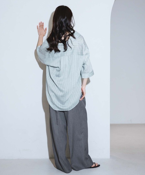 LAKOLE（ラコレ）の「＜多機能ウェア＞リネンMIXスキッパーシャツ / 861556（シャツ/ブラウス・レディース・ブラウン/ラベンダー/ブルー/アイボリー・FREE）」の12枚目の写真