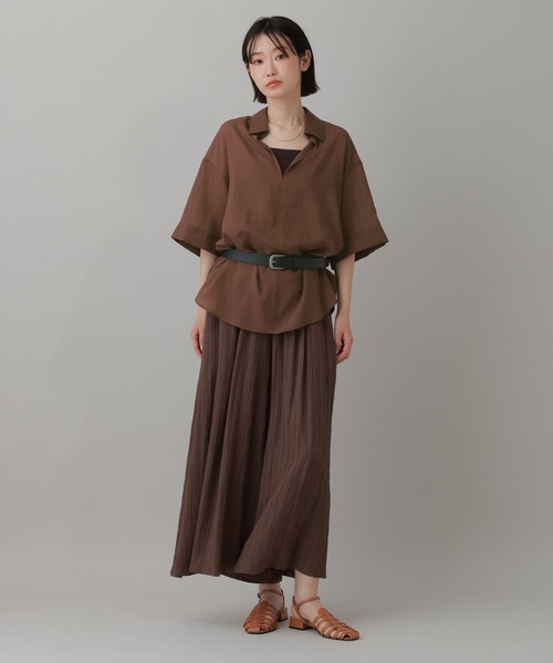 LAKOLE（ラコレ）の「＜多機能ウェア＞リネンMIXスキッパーシャツ / 861556（シャツ/ブラウス・レディース・ブラウン/ラベンダー/ブルー/アイボリー・FREE）」の14枚目の写真