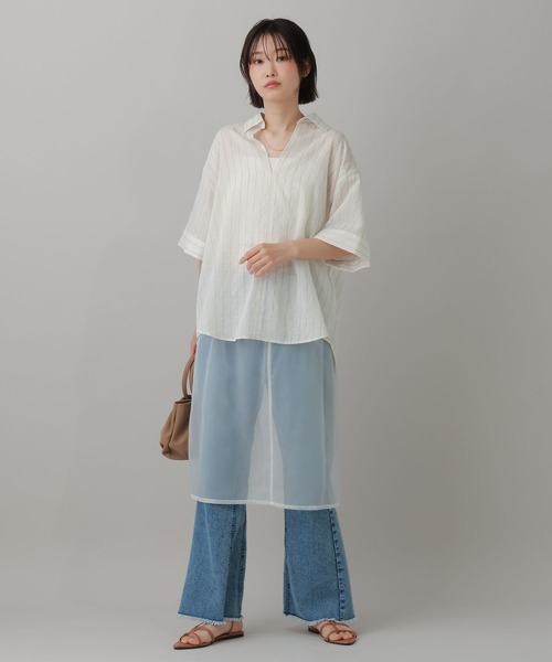 LAKOLE（ラコレ）の「＜多機能ウェア＞リネンMIXスキッパーシャツ / 861556（シャツ/ブラウス・レディース・ブラウン/ラベンダー/ブルー/アイボリー・FREE）」の18枚目の写真
