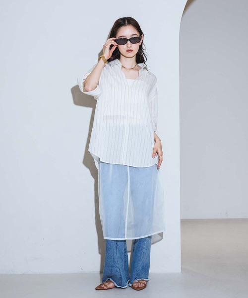 LAKOLE（ラコレ）の「＜多機能ウェア＞リネンMIXスキッパーシャツ / 861556（シャツ/ブラウス・レディース・ブラウン/ラベンダー/ブルー/アイボリー・FREE）」の20枚目の写真