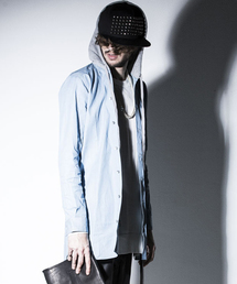 NO ID. | ms2611-ﾌｰﾄﾞ付ﾃﾞﾆﾑﾛﾝｸﾞSH(シャツ/ブラウス)