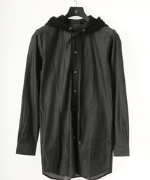 NO ID. | ms2611-ﾌｰﾄﾞ付ﾃﾞﾆﾑﾛﾝｸﾞSH(シャツ/ブラウス)