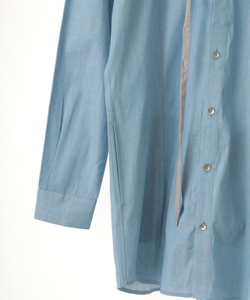 NO ID.（ノーアイディ）の「ms2611-ﾌｰﾄﾞ付ﾃﾞﾆﾑﾛﾝｸﾞSH（シャツ/ブラウス・メンズ・ブルー系その他/ブラック・1/2）」の5枚目の写真