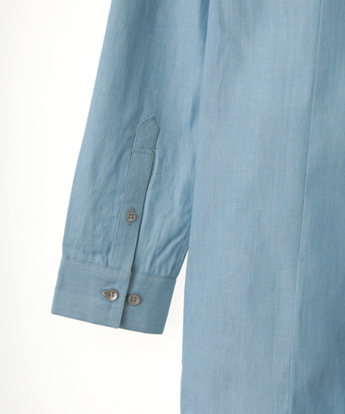 NO ID.（ノーアイディ）の「ms2611-ﾌｰﾄﾞ付ﾃﾞﾆﾑﾛﾝｸﾞSH（シャツ/ブラウス・メンズ・ブルー系その他/ブラック・1/2）」の8枚目の写真