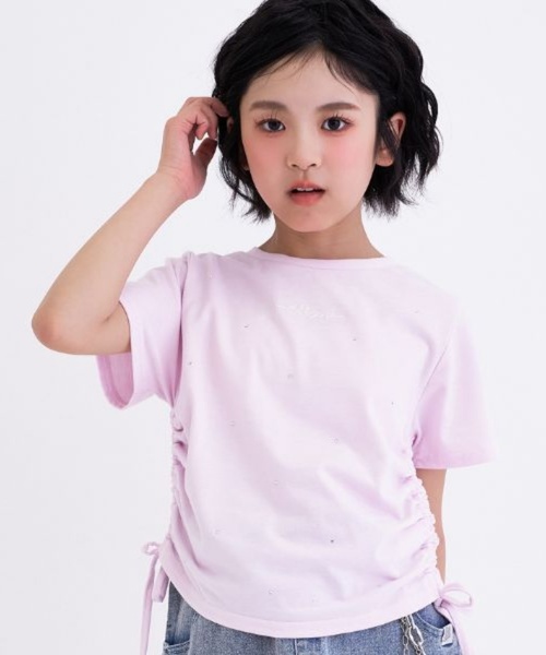 セール】【接触冷感】ラインストーン脇ドロストTシャツ（Tシャツ