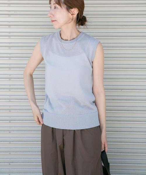 ITEMS URBANRESEARCH(アイテムズ アーバンリサーチ)の「リネン混ノースリーブニット(ニット/セーター・レディース・ブラウン/ライトブルー/ホワイト・FREE)」の3枚目の写真
