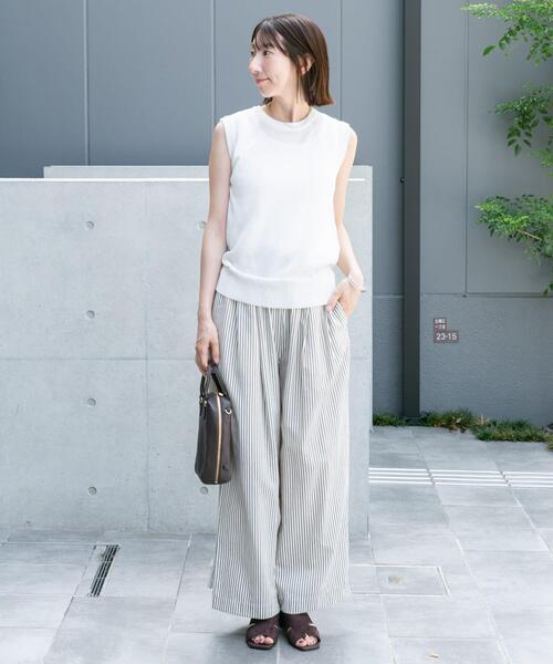 ITEMS URBANRESEARCH(アイテムズ アーバンリサーチ)の「リネン混ノースリーブニット(ニット/セーター・レディース・ブラウン/ライトブルー/ホワイト・FREE)」の4枚目の写真