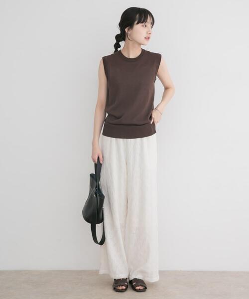 ITEMS URBANRESEARCH(アイテムズ アーバンリサーチ)の「リネン混ノースリーブニット(ニット/セーター・レディース・ブラウン/ライトブルー/ホワイト・FREE)」の9枚目の写真