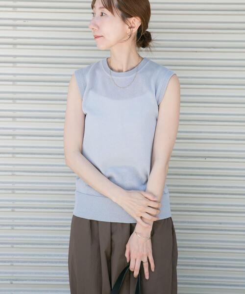 ITEMS URBANRESEARCH(アイテムズ アーバンリサーチ)の「リネン混ノースリーブニット(ニット/セーター・レディース・ブラウン/ライトブルー/ホワイト・FREE)」の15枚目の写真