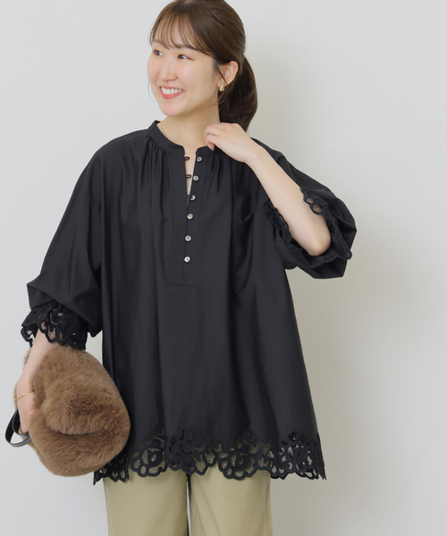 JOURNAL STANDARD relume(ジャーナルスタンダード レリューム)の「《WEB限定追加》エンブロイダリーブラウス(シャツ/ブラウス・レディース・ホワイト/ブラック・FREE)」の6枚目の写真