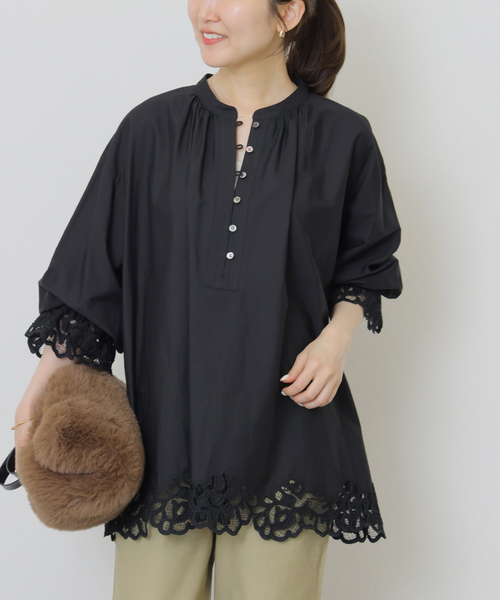JOURNAL STANDARD relume(ジャーナルスタンダード レリューム)の「《WEB限定追加》エンブロイダリーブラウス(シャツ/ブラウス・レディース・ホワイト/ブラック・FREE)」の7枚目の写真