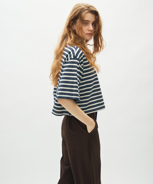 full/fill.(フルフィル)の「border short polo T / ボーダーショートポロT(Tシャツ/カットソー・レディース・ネイビー/グレー・FREE)」の16枚目の写真