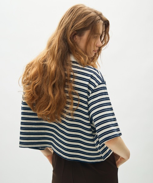 full/fill.(フルフィル)の「border short polo T / ボーダーショートポロT(Tシャツ/カットソー・レディース・ネイビー/グレー・FREE)」の17枚目の写真