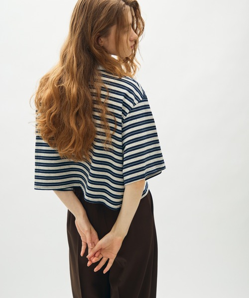 full/fill.(フルフィル)の「border short polo T / ボーダーショートポロT(Tシャツ/カットソー・レディース・ネイビー/グレー・FREE)」の18枚目の写真