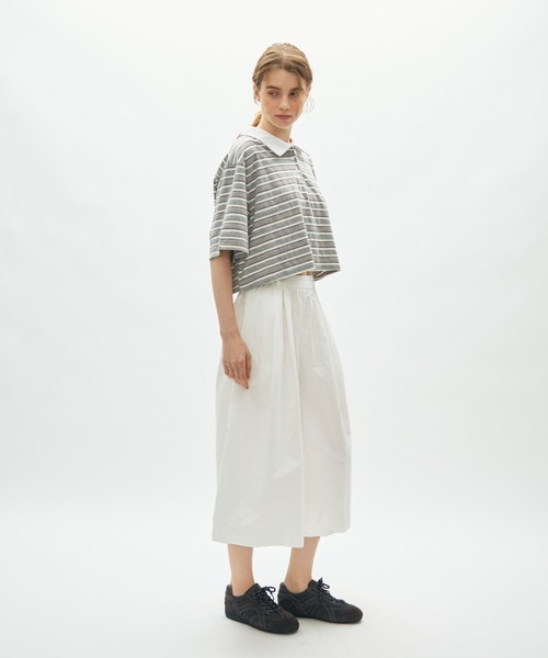 full/fill.(フルフィル)の「border short polo T / ボーダーショートポロT(Tシャツ/カットソー・レディース・ネイビー/グレー・FREE)」の10枚目の写真