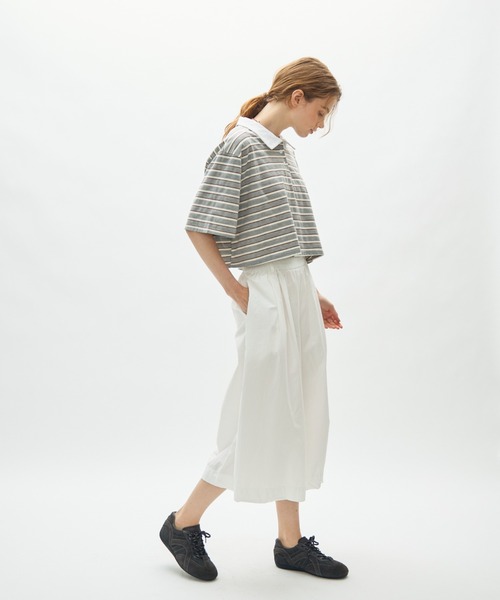 full/fill.(フルフィル)の「border short polo T / ボーダーショートポロT(Tシャツ/カットソー・レディース・ネイビー/グレー・FREE)」の11枚目の写真