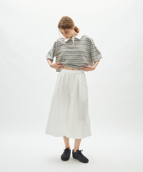 full/fill.(フルフィル)の「border short polo T / ボーダーショートポロT(Tシャツ/カットソー・レディース・ネイビー/グレー・FREE)」の12枚目の写真