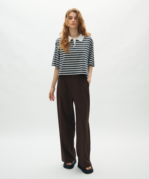 full/fill.(フルフィル)の「border short polo T / ボーダーショートポロT(Tシャツ/カットソー・レディース・ネイビー/グレー・FREE)」の21枚目の写真