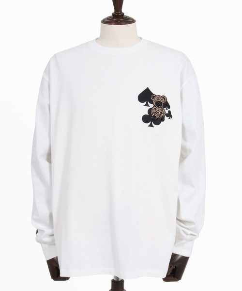GLIMCLAP(グリムクラップ)の「mlt5760-Embroidered Long Sleeve T-shirt - Character & Playing Card Motifs ロングスリーブTシャツ(211-024-gla-cg)(Tシャツ/カットソー・メンズ・ホワイト/ブラック・M/S/L)」の12枚目の写真