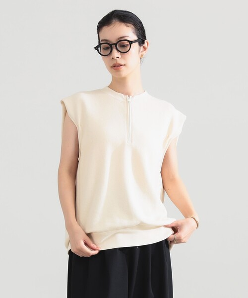 Demi-Luxe BEAMS(デミルクス ビームス)の「裏毛 ハーフ ジップ プルオーバー(その他トップス・レディース・ホワイト系その他6/チャコールグレー・ONE SIZE)」の1枚目の写真