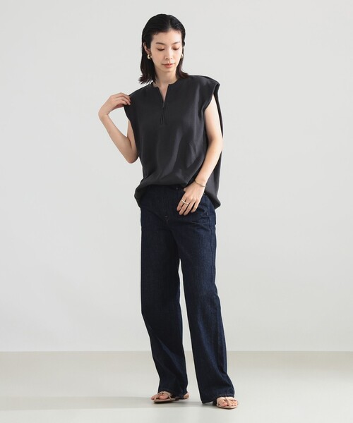 Demi-Luxe BEAMS(デミルクス ビームス)の「裏毛 ハーフ ジップ プルオーバー(その他トップス・レディース・ホワイト系その他6/チャコールグレー・ONE SIZE)」の8枚目の写真