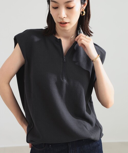 Demi-Luxe BEAMS(デミルクス ビームス)の「裏毛 ハーフ ジップ プルオーバー(その他トップス・レディース・ホワイト系その他6/チャコールグレー・ONE SIZE)」の10枚目の写真