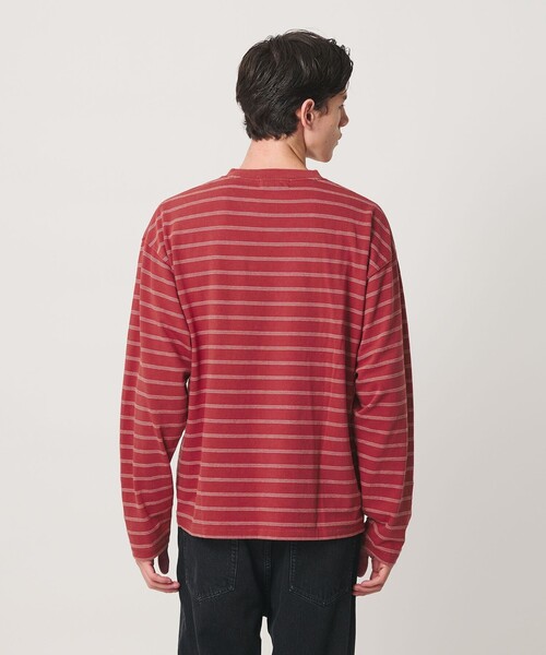 MONKEY TIME(モンキータイム)の「ウォッシュド ボーダー Vネック ロングスリーブ Tシャツ(Tシャツ/カットソー・メンズ・ブラック/レッド・S/M/L/XL)」の11枚目の写真