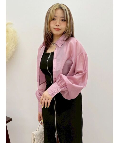 EVRIS（エヴリス）の「シアークロップドシャツ（シャツ/ブラウス・レディース・ブラック/ホワイト/ピンク・FREE）」の21枚目の写真