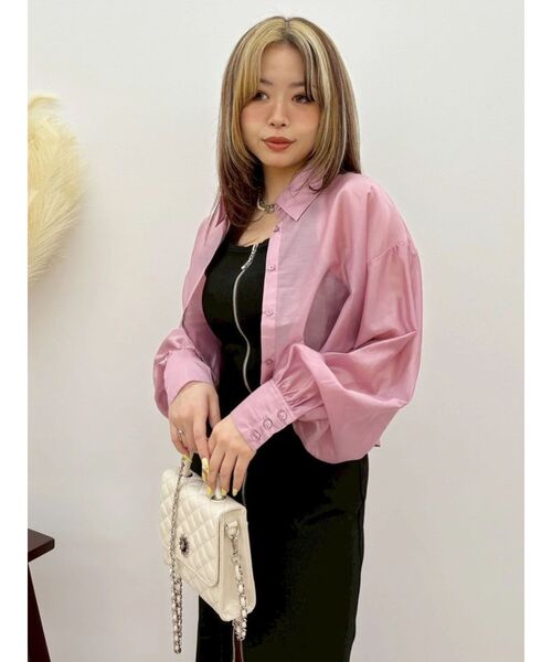 EVRIS（エヴリス）の「シアークロップドシャツ（シャツ/ブラウス・レディース・ブラック/ホワイト/ピンク・FREE）」の22枚目の写真