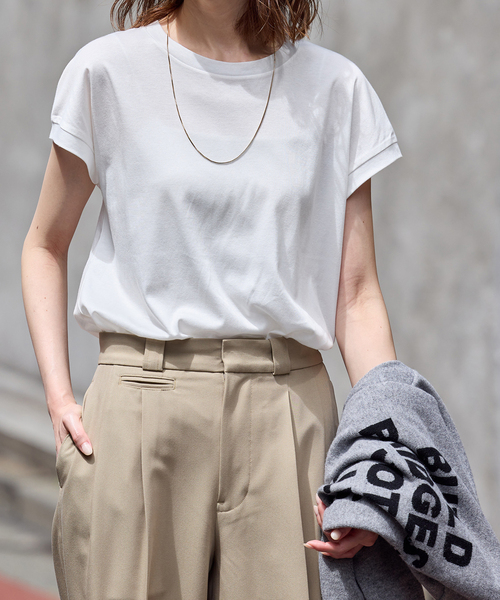 JOURNAL STANDARD（ジャーナルスタンダード）の「《追加3》汗ジミ防止ナノシアコンパクトTシャツ（Tシャツ/カットソー・レディース・ホワイト/グレー/サックスブルー/ベージュ系その他・FREE）」の3枚目の写真