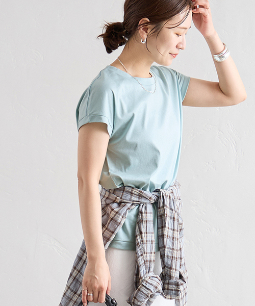 JOURNAL STANDARD（ジャーナルスタンダード）の「《追加3》汗ジミ防止ナノシアコンパクトTシャツ（Tシャツ/カットソー・レディース・ホワイト/グレー/サックスブルー/ベージュ系その他・FREE）」の5枚目の写真