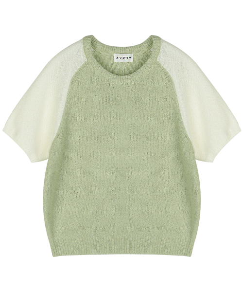 VLETI（ブレッティ）の「Round Color Matching Half Knit (Yellow_green)（ニット/セーター・レディース・ライトグリーン系・FREE）」の2枚目の写真