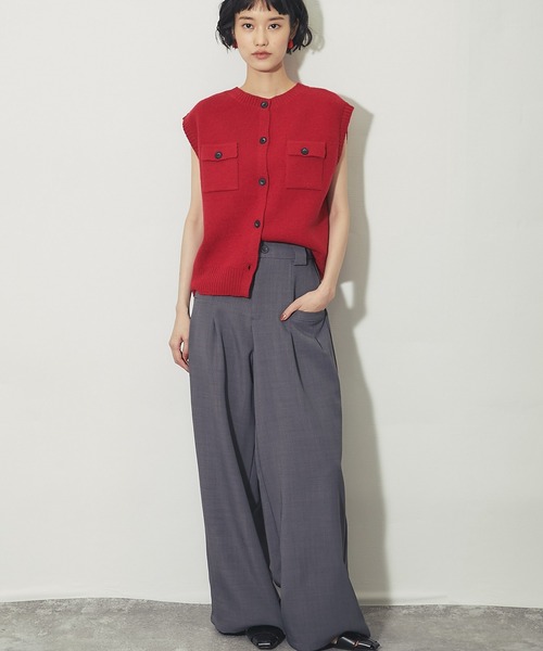 ANOTHER S（アナザーエス）の「タックフロントワイドドレープパンツ（スラックス・レディース・チャコールグレー/モカ/ブラック・M）」の21枚目の写真