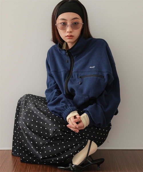 miette(ミエット)の「フリースジップアップパーカー(パーカー・レディース・ブラウン/ネイビー/チャコール・M/MT)」の1枚目の写真