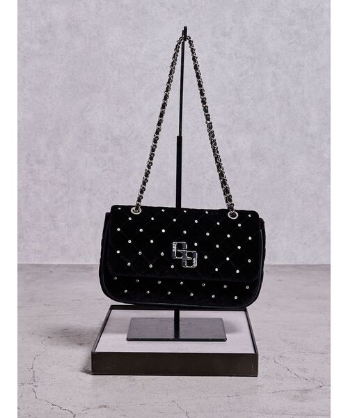 GYDA(ジェイダ)の「GGベロアbijou quiltingショルダーBAG(ショルダーバッグ・レディース・オフホワイト/ブラック/ピンク・FREE)」の2枚目の写真