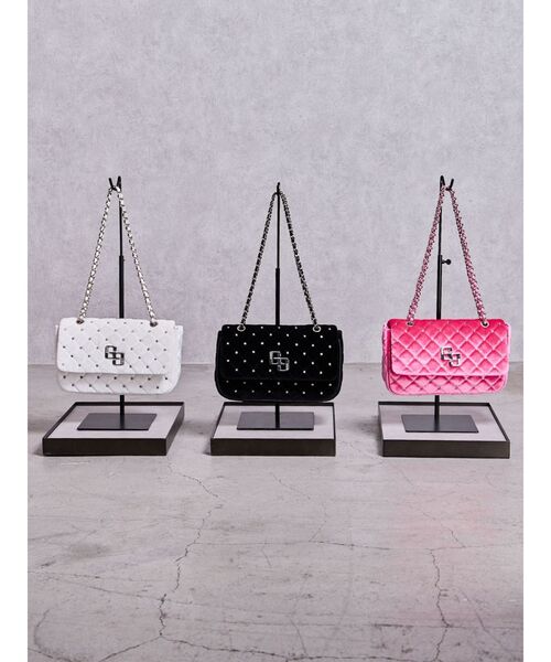 GYDA(ジェイダ)の「GGベロアbijou quiltingショルダーBAG(ショルダーバッグ・レディース・オフホワイト/ブラック/ピンク・FREE)」の4枚目の写真