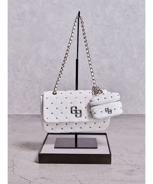 GYDA(ジェイダ)の「GGベロアbijou quiltingショルダーBAG(ショルダーバッグ・レディース・オフホワイト/ブラック/ピンク・FREE)」の5枚目の写真